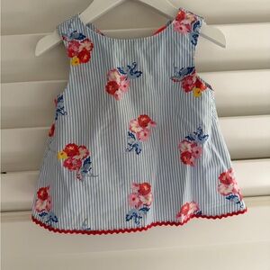 Joules Blue and White Striped Top with Floral Accents